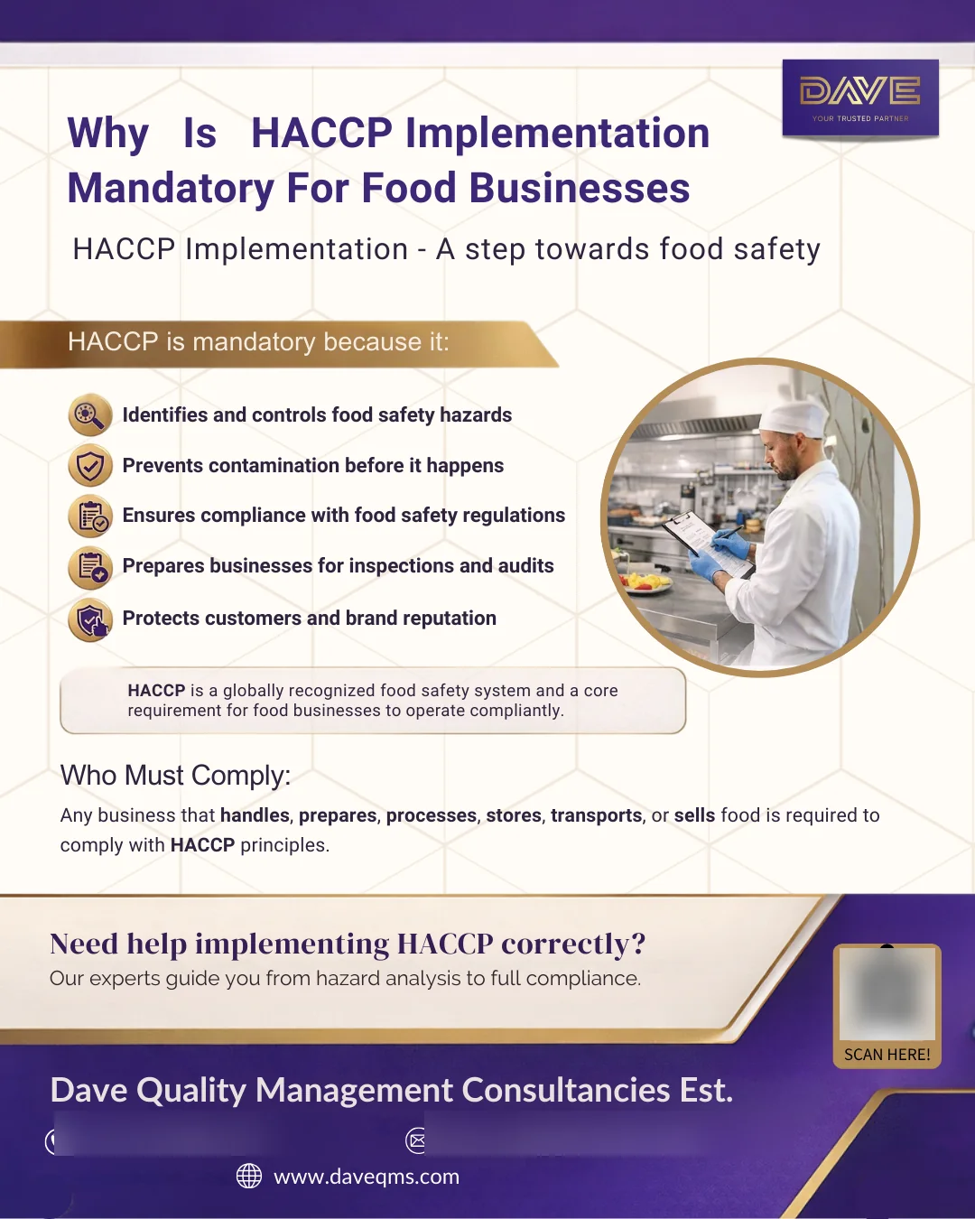 DAVE QMS HACCP implementation Instagram post